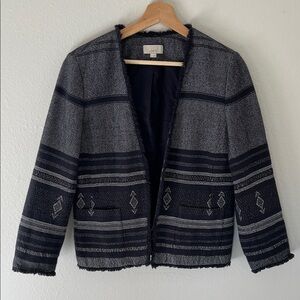 LOFT Aztec Fringe Open-front Blazer Jacket